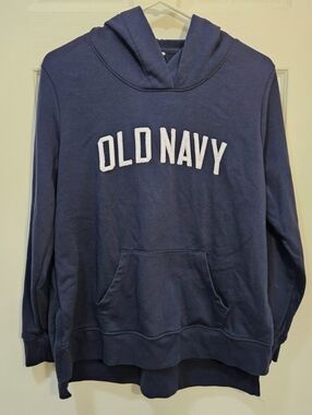 Old Navy Men’s Navy Crewneck Hoodie with White Logo